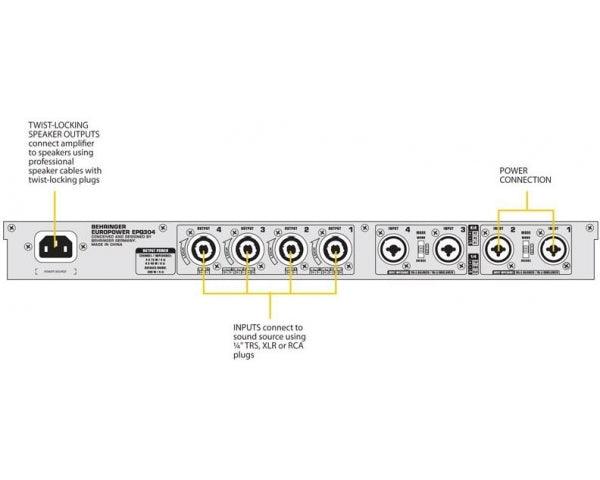 BEHRINGER EPQ304 EUROPOWER FINALE DI POTENZA 300 WATT 4 CANALI CON ATR E LIMITATORI INTEGRATI - TechSoundSystem.com