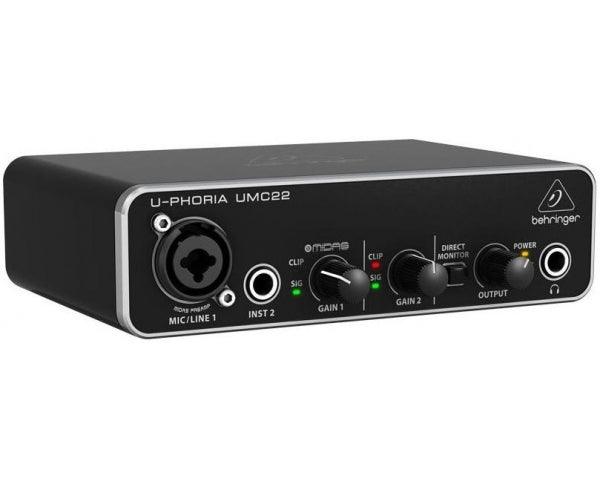 BEHRINGER UMC22 INTERFACCIA AUDIO 2X2 SCHEDA USB 2 IN 2 OUT 24 BIT 48 KHZ PC E MAC PREAMPLIFICATORE MICROFONICO MIDAS EX-DEMO - TechSoundSystem.com