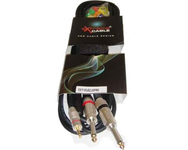 EXTREME 1MJS2J3PRO MINI JACK STEREO 1/8" 3.5mm / 2 JACK 6.3mm CAVO AUDIO DI SEGNALE SCHERMATO - TechSoundSystem.com