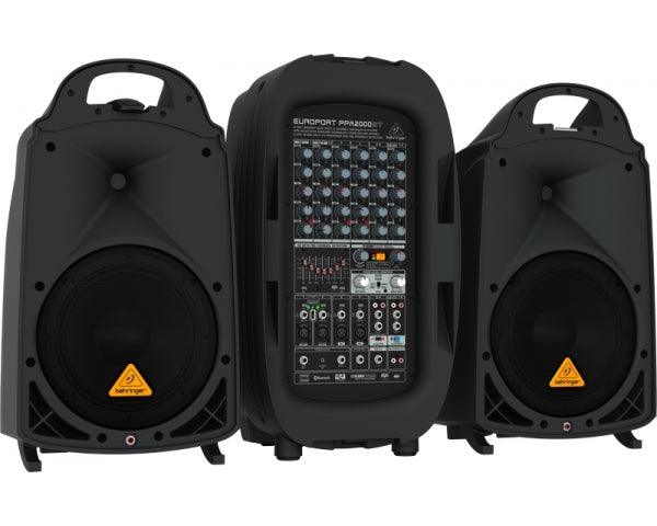 BEHRINGER PPA2000BT SISTEMA PA PORTATILE 2000 WATT CON BLUETOOTH E EFFETTI MIXER + CASSE - TechSoundSystem.com