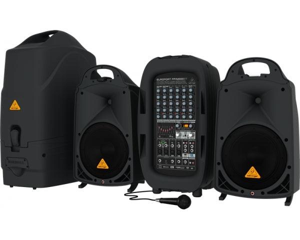 BEHRINGER PPA2000BT SISTEMA PA PORTATILE 2000 WATT CON BLUETOOTH E EFFETTI MIXER + CASSE - TechSoundSystem.com