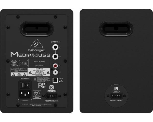 BEHRINGER MEDIA40USB COPPIA MONITOR BIAMPLIFICATI 40 WATT USB TRS RCA - TechSoundSystem.com