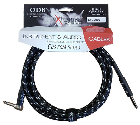 EXTREME SFJJ003/3M CAVO AUDIO JACK DRITTO-ANGOLO COTONATO NERO OD8 SERIE CUSTOM PER STRUMENTI LIVE STUDIO 3 METRI - TechSoundSystem.com