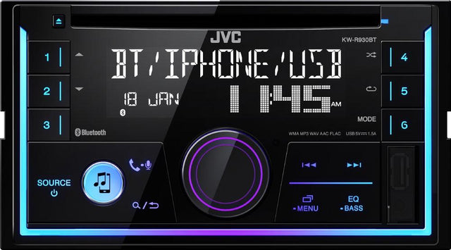 JVC KW-R930BT autoradio 2 DIN con Spotify Bluetooth, USB, Aux-in frontale - TechSoundSystem.com