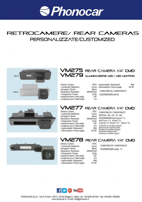 Retrocamera per VOLKSWAGEN Golf VII PHONOCAR VM278 - TechSoundSystem.com