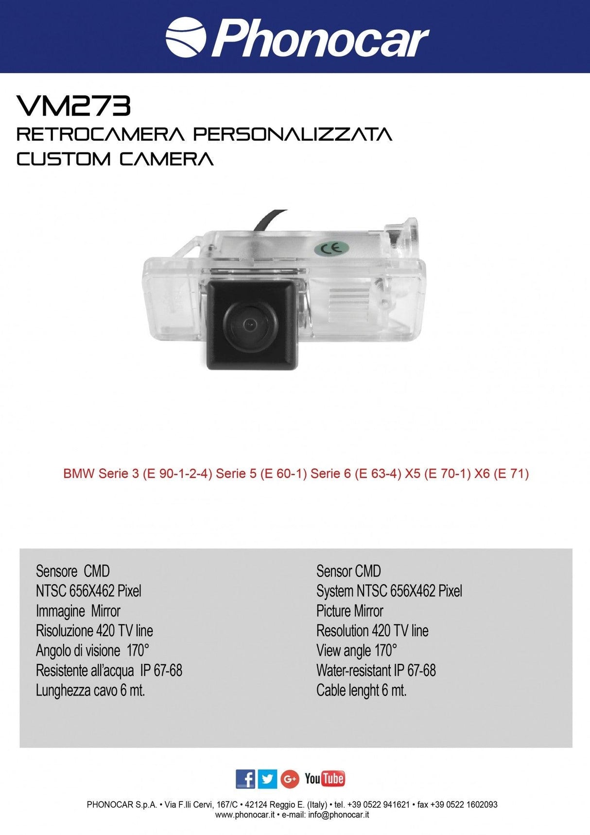 Phonocar VM273 Retrocamera personalizzata per BMW CMD - TechSoundSystem.com