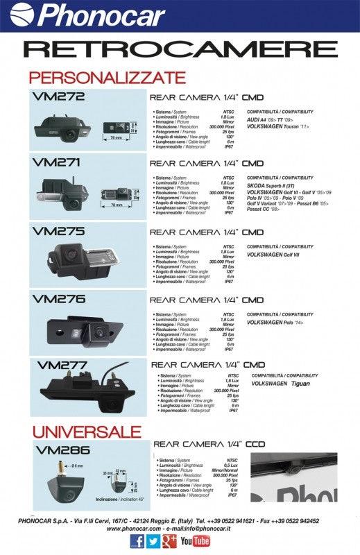Phonocar VM272 Retrocamera personalizzata per A4 09- TT 09- Touran 11- CMD - TechSoundSystem.com