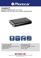 Phonocar VM247 Sistema Mirror Link USB collegamento via cavo universale - TechSoundSystem.com