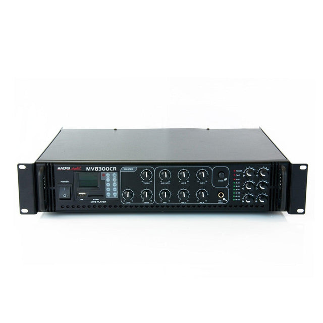 Amplificatore filodiffusione 6 ZONE 100V / 8 ohm Master Audio MV8300CR + lettore MP3 e radio FM - TechSoundSystem.com