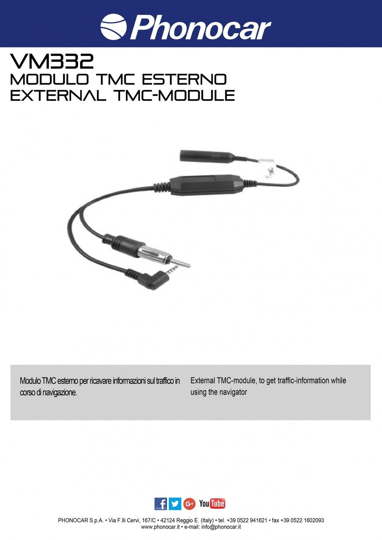 Phonocar VM332 Modulo TMC esterno - TechSoundSystem.com