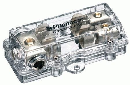 Portafusibile 2 uscite fusibili 10x38 Cavo In 3x25 mm2 Cavo Out 2x10 mm2 Phonocar 04487 - TechSoundSystem.com