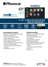 Phonocar VM012 autoradio Apple Car Play, Androind Auto, 2 DIN 6.75" TFT/LCD, DAB+ - TechSoundSystem.com