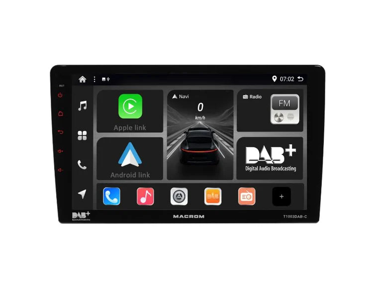 Macrom T1003DAB-C Autoradio Android 1 DIN schermo QLED 1280x720 da 10.1"
