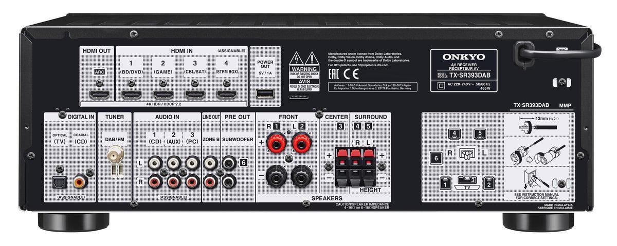 Onkyo TX-SR393DAB Sintoamplificatore AV 5.2 canali Servizi streaming integrati, DTS Play-Fi - TechSoundSystem.com