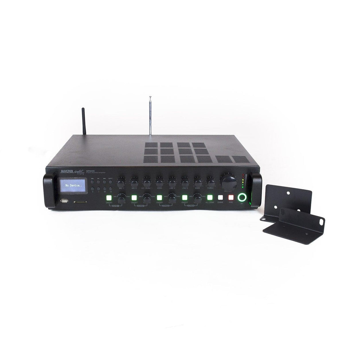 Amplificatore 100V filodiffusione amplimixer 4 zone Master Audio MF8400 da 360W RMS, Bluetooth lettore MP3 - TechSoundSystem.com