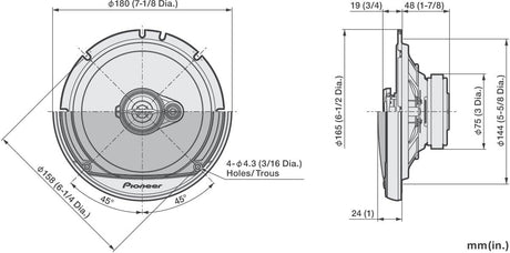 Pioneer TS-A1671F Diffusori per auto a 3 vie coassiali da 16,5 cm (320 W) - TechSoundSystem.com