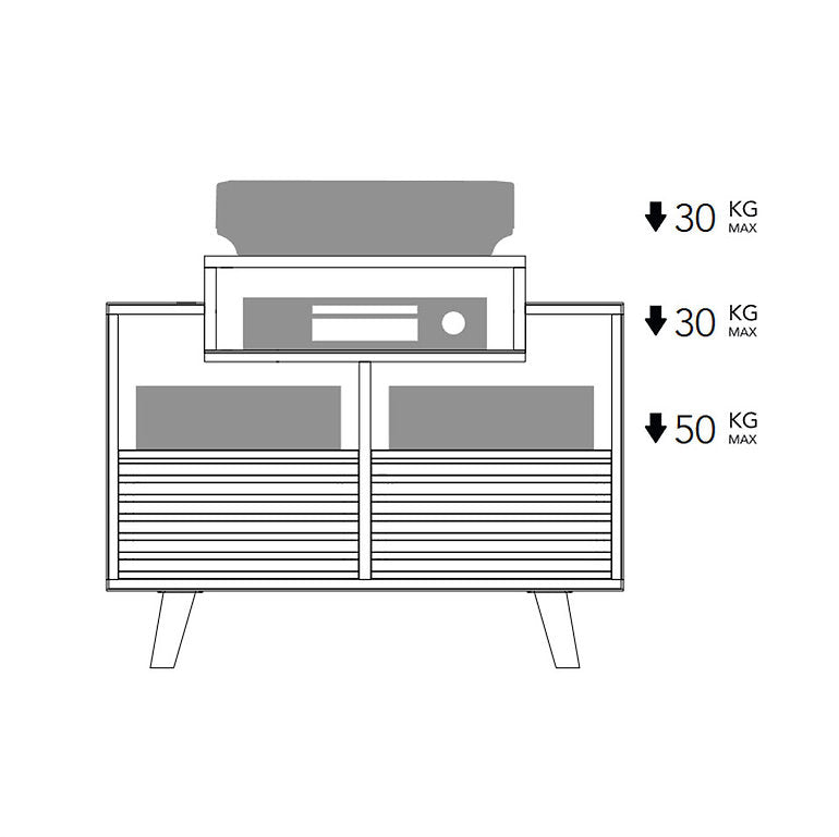 Norstone OSLO 800 WHITE/LIGHT OAK Mobile per elettroniche portavinili