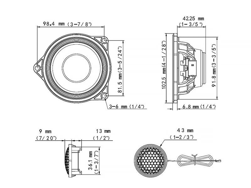 Alpine DP2-40C-BC Set di altoparlanti a 2 vie progettato per BMW Plug & Play 4" / 10 cm