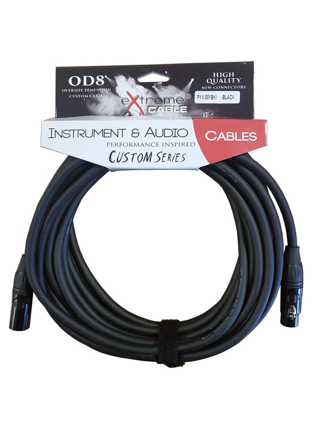 EXTREME PXX-001BK/3M-BLACK CAVO MICROFONICO BILANCIATO XLR-XLR OD8 SERIE CUSTOM PER LIVE STUDIO 3 METRI ANELLI CONNETTORI NERI - TechSoundSystem.com