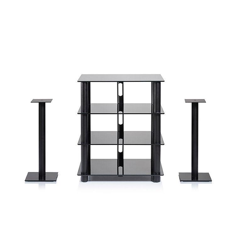 Norstone EPUR4 Mobile Hifi e AV 4 Struttura in acciaio spazzolato. Ripiani in vetro temperato - TechSoundSystem.com