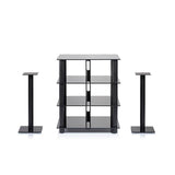 Norstone EPUR4 Mobile Hifi e AV 4 Struttura in acciaio spazzolato. Ripiani in vetro temperato - TechSoundSystem.com