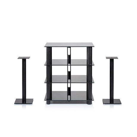 Norstone EPUR4 Mobile Hifi e AV 4 Struttura in acciaio spazzolato. Ripiani in vetro temperato - TechSoundSystem.com