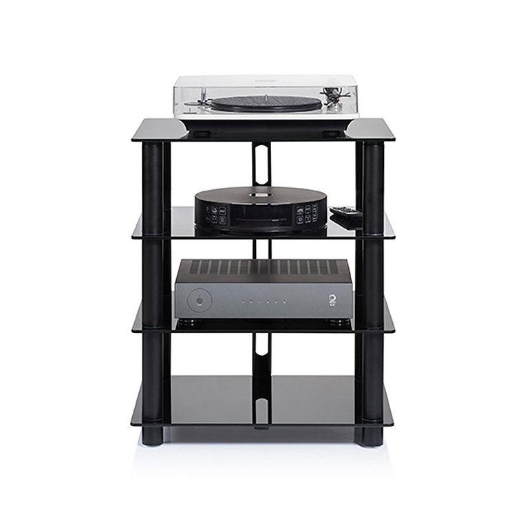 Norstone EPUR4 Mobile Hifi e AV 4 Struttura in acciaio spazzolato. Ripiani in vetro temperato - TechSoundSystem.com