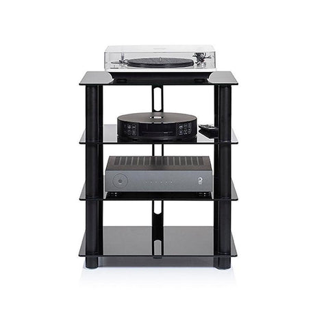 Norstone EPUR4 Mobile Hifi e AV 4 Struttura in acciaio spazzolato. Ripiani in vetro temperato - TechSoundSystem.com