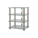 Norstone EPUR4 Mobile Hifi e AV 4 Struttura in acciaio spazzolato. Ripiani in vetro temperato - TechSoundSystem.com