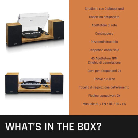 Lenco LS-500 Giradischi Bluetooth® con due altoparlanti esterni e 2 x 30 watt RMS - TechSoundSystem.com