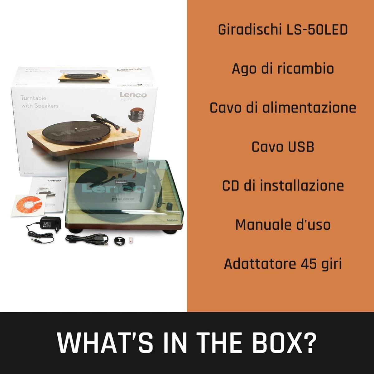 Lenco LS-50 OLED Giradischi Diffusori stereo incorporati, USB, Effetto luci variabili del piatto - TechSoundSystem.com