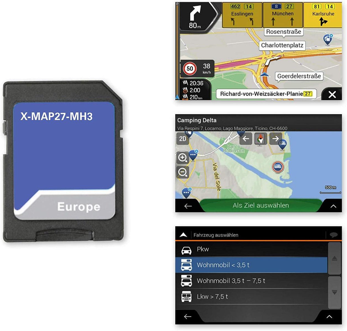 Xzent X-MAP27-MH3 Mappa CAMPER navigazione GPS europea 47 Paesi con POI per Camper 3 ANNI aggiornamenti - TechSoundSystem.com