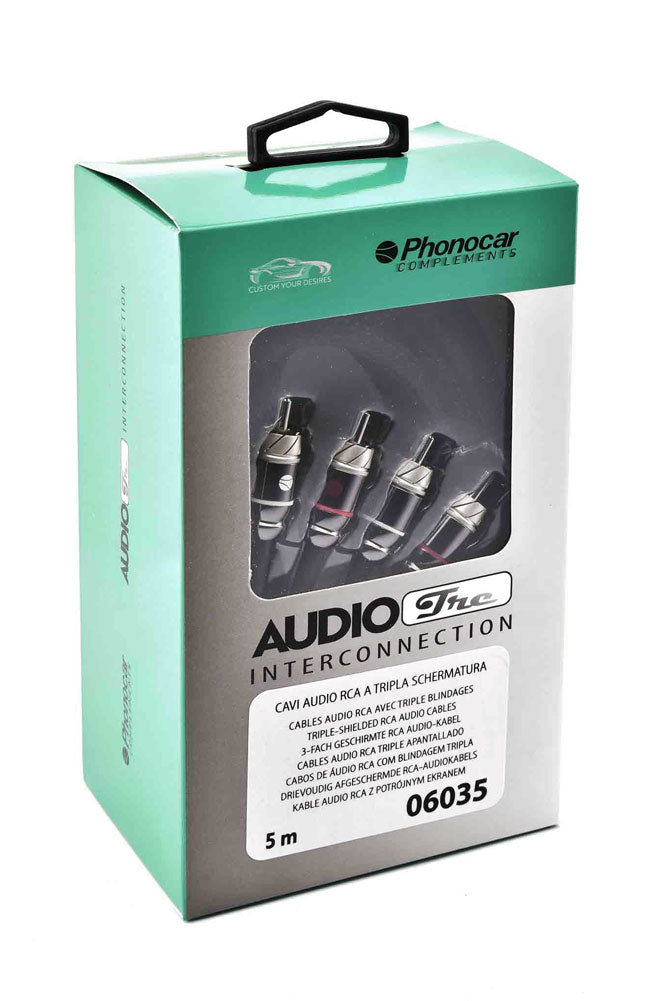 Phonocar 06035 Cavo audio tripla schermatura RCA ad alta efficienza per impianti HI-FI