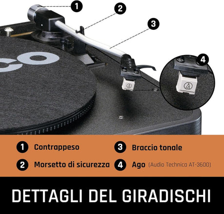 Lenco MC-460 Sistema all-in-one Giradischi con trazione a cinghia, Lettore CD, MP3 Smart internet radio, DAB+,FM Bluetooth 5.0 - TechSoundSystem.com