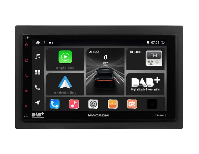 Macrom T703DAB Autoradio ANDROID 13 da 7" QLED 1024x600 schermo regolabile