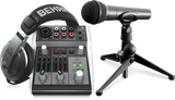 BEHRINGER PODCASTUDIO 2 USB SISTEMA PODCAST MIXER XENYX 302 + CUFFIE + MICROFONO + SUPPORTO DA TAVOLO - TechSoundSystem.com