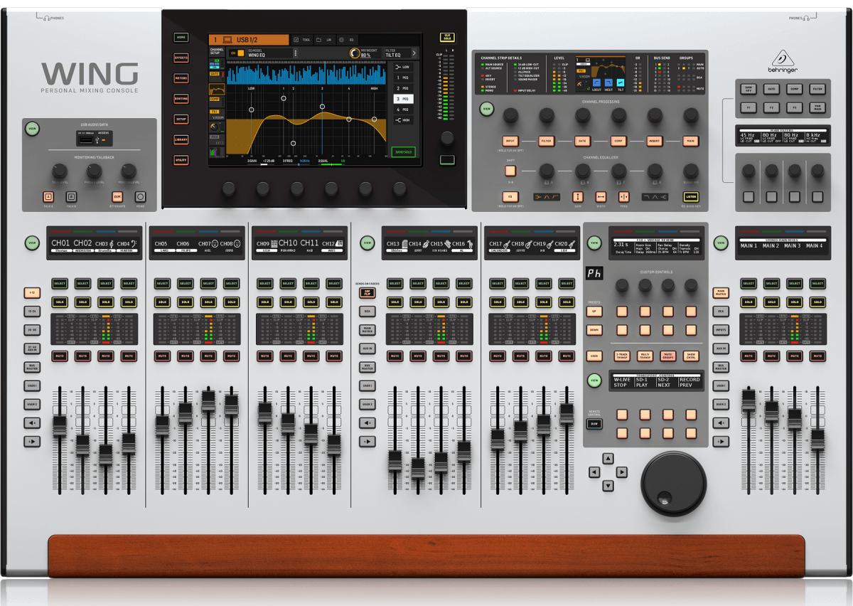 BEHRINGER WING MIXER DIGITALE 48 CANALI 8 PREAMPLIFICATORI MIDAS PRO 3 KLARK TEKNIK SUPERMAC AES50 28 BUS - TechSoundSystem.com