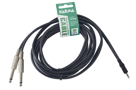 KARMA CA 8241 Cavo audio 3mt - Jack 3,5mm stereo / 2 x Jack 6,3mm mono - TechSoundSystem.com