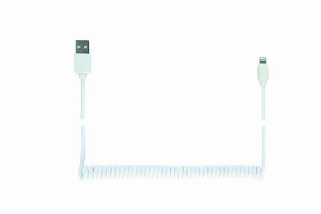 CABLEXPERT USB SYNC AND CHARGING SPIRAL CABLE FOR IPHONE, 1.5 M, WHITE - TechSoundSystem.com