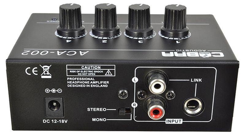 COBRA ACA-002 AMPLIFICATORE PER CUFFIE 4 CANALI 1 IN JACK - RCA 4 OUT JACK 6,35 MM - TechSoundSystem.com
