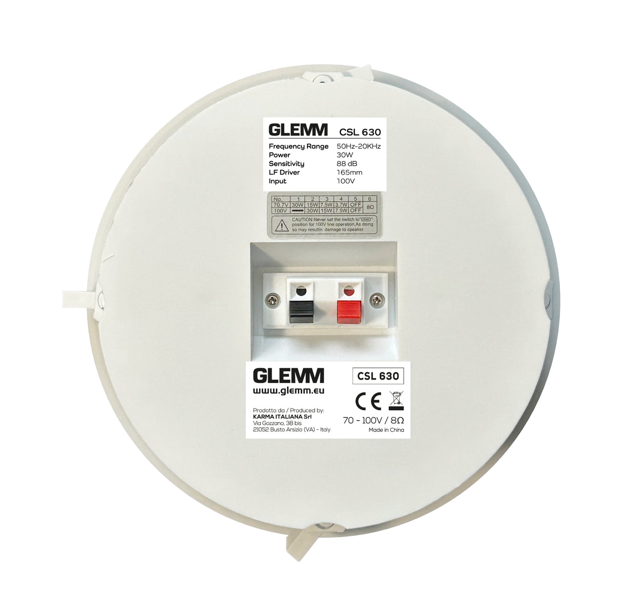 GLEMM CSL 630 Diffusore da incasso a 2 vie 60W / 100V