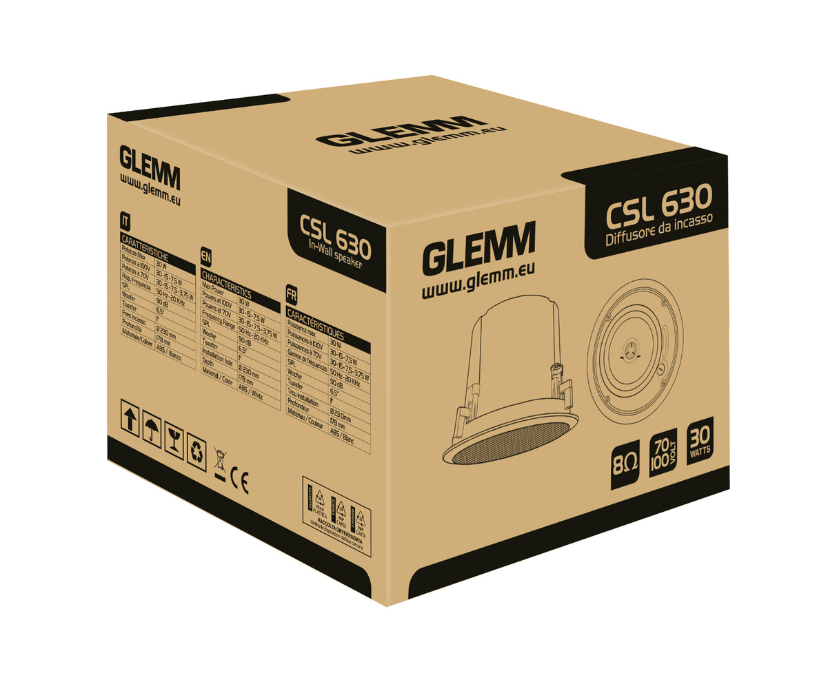 GLEMM CSL 630 Diffusore da incasso a 2 vie 60W / 100V