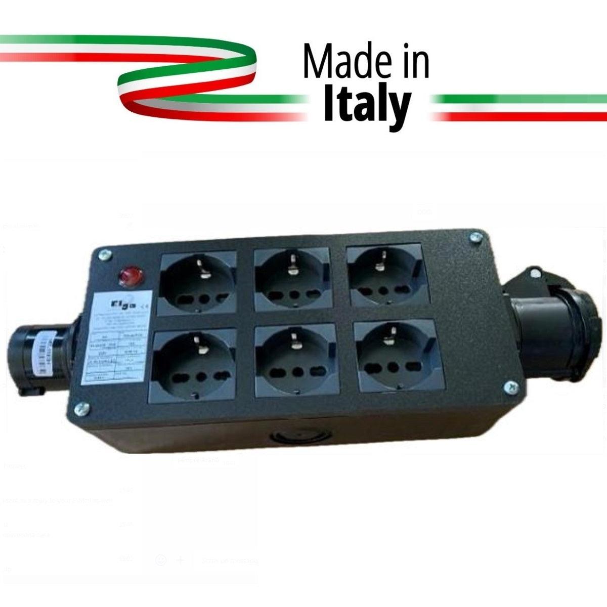 ELGA PCN-6UPCN POWERBOX PASSANTE CEE 16A-3P 6 PRESE UNEL 10A-16A-SHUKO CON RILANCIO E SPIA DI RETE - TechSoundSystem.com