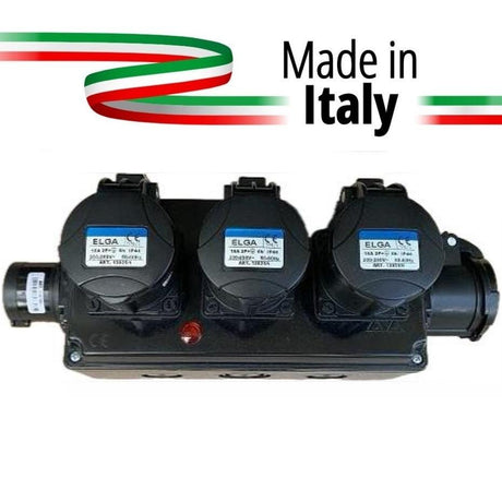 ELGA PCN-3CPCN POWERBOX PASSANTE MONOFASE DA SPINA CEE 16A-3P A 4 USCITE SU PRESE CEE 16A-3P E SPIA DI RETE - TechSoundSystem.com
