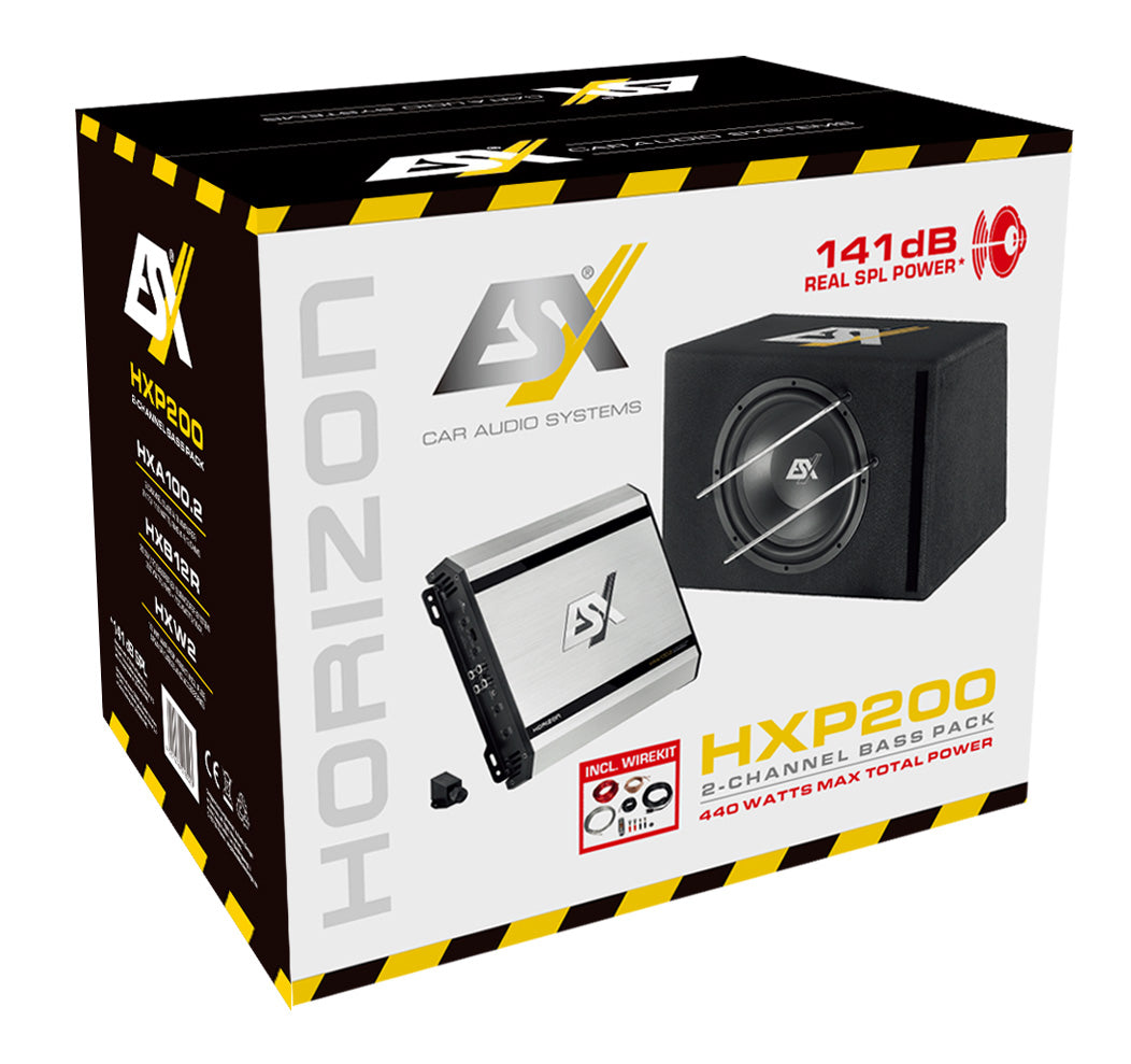 ESX HXP200 bass pack con amplificatore a 2 canali e subwoofer bassreflex 300 mm 600W