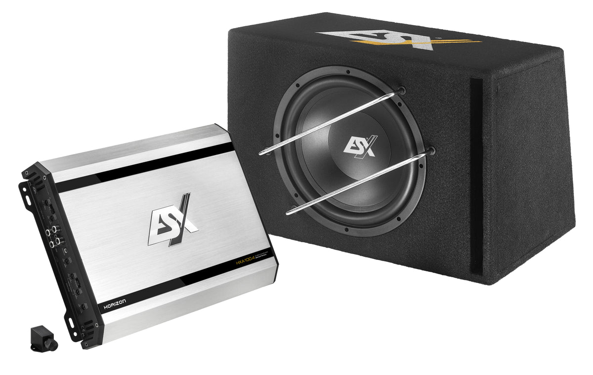 ESX HXP400 kit con amplificatore a 4 canali e subwoofer bassreflex 300 mm 600W