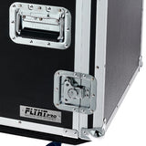 FLYHT PRO RACK 12U 19'' 45CM FLIGHT CASE 4 MANIGLIE 8 CHIUSURE RUOTE 100MM 2+2 CON FRENO