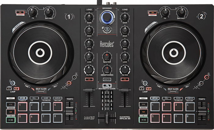 HERCULES DJ CONTROL INPULSE 300 CONTROLLER DIGITALE 2 DECK USB PER DJ - TechSoundSystem.com