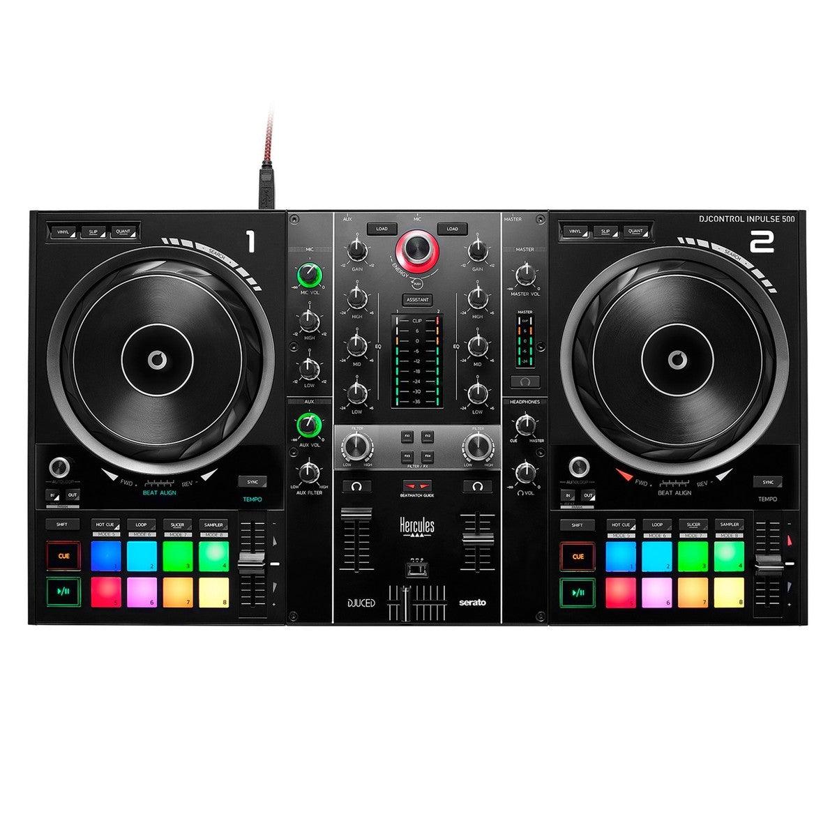 HERCULES DJ CONTROL INPULSE 500 CONTROLLER DIGITALE 2 DECK USB PER DJ - TechSoundSystem.com