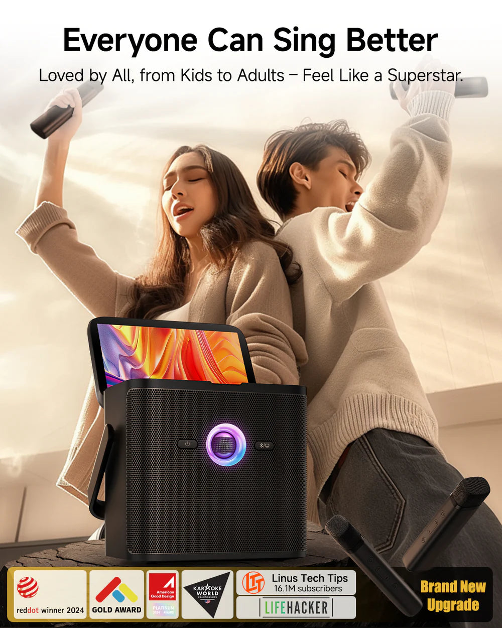 Ikarao SHELL S3 speaker karaoke smart compatto 80W con display touch da 7"